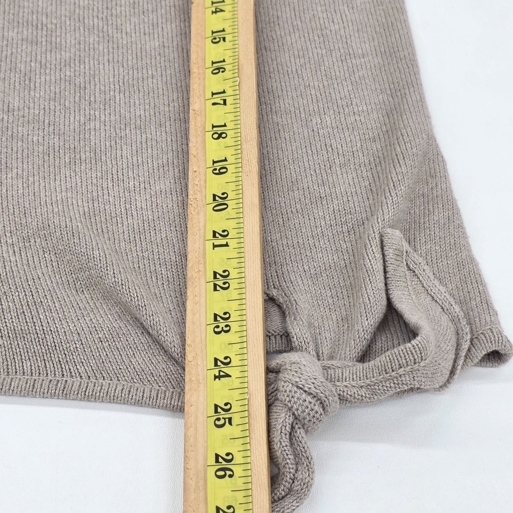 Pure Jill‎ Womens XS Petite Tan Cotton Wool Knit Sweater Long Sleeve Tie Hem Top - Picture 13 of 14